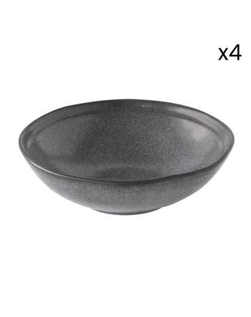 Set van 4 diepe borden ESSENTIAL in donkergrijs steengoed - D.18 cm