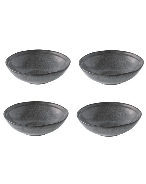 Set van 4 diepe borden ESSENTIAL in donkergrijs steengoed - D.18 cm