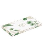 Plateau rectangulaire en porcelaine EXOTIQUE blanc/vert - 36x16 cm