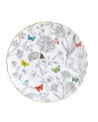 Set aus 4 bunten Porzellantellern mit Blumen und Schmetterlingen, D.19 cm