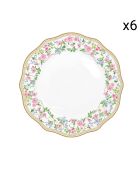 Juego de 6 platos llanos de porcelana GARDEN JOY multicolores - D.26 cm
