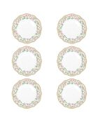 Juego de 6 platos llanos de porcelana GARDEN JOY multicolores - D.26 cm