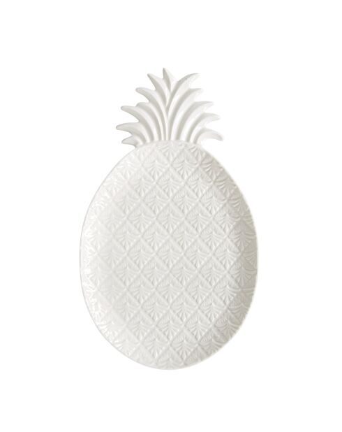Assiette en forme d'ananas MADAGASCAR blanche - 36x21,5 cm