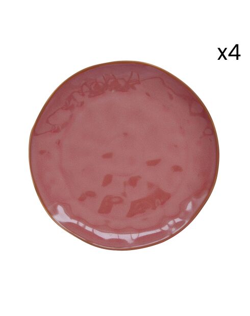 Set van 4 porseleinen dinerborden INTERIORS bordeaux - D.26 cm