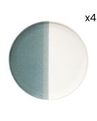 Set van 4 porseleinen dessertborden DOUBLE grijsblauw - D.21 cm