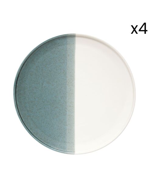 Set van 4 porseleinen dessertborden DOUBLE grijsblauw - D.21 cm