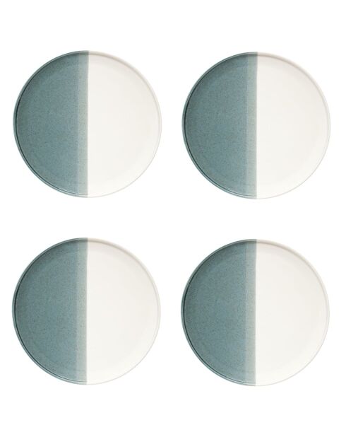 Set van 4 porseleinen dessertborden DOUBLE grijsblauw - D.21 cm
