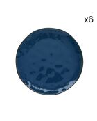 Set van 6 blauwe INTERIORS porseleinen dessertborden - D.21 cm