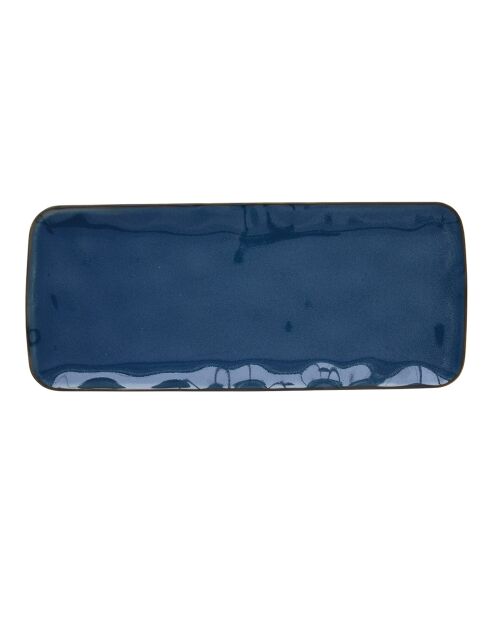Set van 4 blauwe INTERIORS rechthoekige porseleinen borden - 36x16 cm
