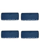 Set van 4 blauwe INTERIORS rechthoekige porseleinen borden - 36x16 cm