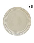 Set van 6 beige ABITARE porseleinen dessertborden - D.19 cm