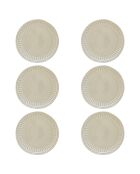 Set van 6 beige ABITARE porseleinen dessertborden - D.19 cm