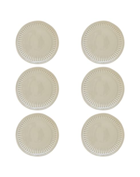 Set van 6 beige ABITARE porseleinen dessertborden - D.19 cm