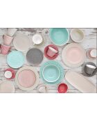 Set van 6 beige ABITARE porseleinen dessertborden - D.19 cm