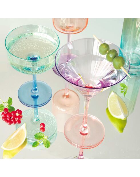 Lot de 2 verres à martini RAINBOW violet/rouge - 270 ml