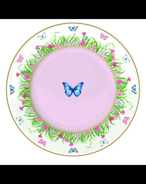 Set mit 6 mehrfarbigen SPRING PARADE Desserttellern - D.19 cm