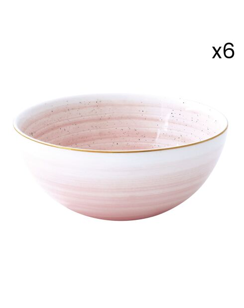Set de 6 cuencos de porcelana ARTESANAL multicolor - 12 cm