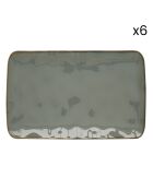 Set van 6 rechthoekige porseleinen borden INTERIORS celadon - 20x13 cm