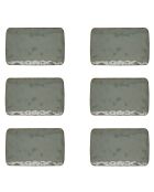 Set van 6 rechthoekige porseleinen borden INTERIORS celadon - 20x13 cm