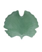 Assiette Feuille en porcelaine en forme de ginkgo MADAGASCAR verte - 35x29 cm