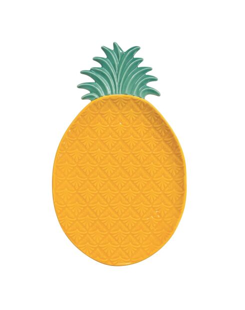 Assiette en forme d'ananas MADAGASCAR jaune - 36x21,5 cm