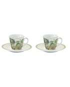 Set van 2 groene CEYLON porseleinen koffiekopjes en -schotels - 80 ml