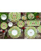 Lot de 6 bols en porcelaine JUNGLE VIBES verts - D.12 cm
