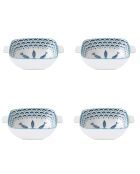 Lot de 4 bols en porcelaine avec anses SEA SHORE blanc/bleu - 15x12 cm
