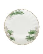 Assiette à dessert en porcelaine , coffret EXOTIQUE blanc/vert - D.19 cm