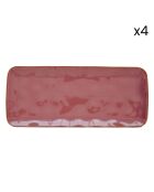 Set di 4 piatti rettangolari in porcellana INTERIORS bordeaux - 36x16 cm