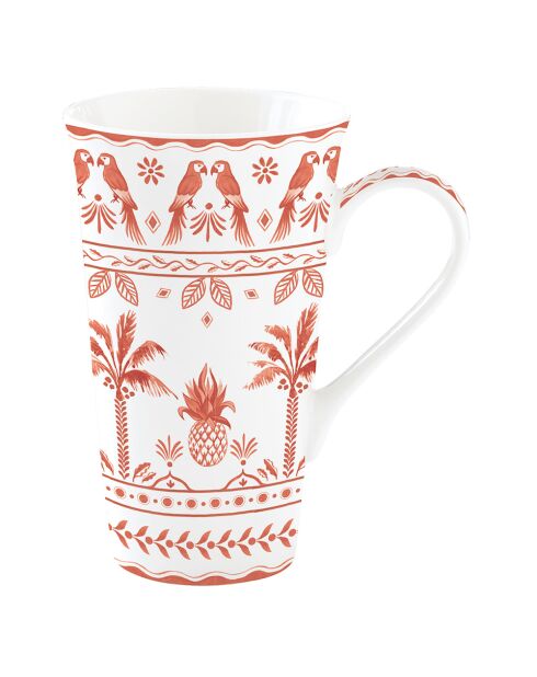 Mug en porcelaine EXOTIC VIBES blanc/orange - 600 ml