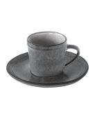 Lot de 6 tasses à café et soucoupes ESSENTIAL en grès gris foncé - 100 ml