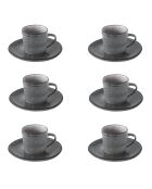 Lot de 6 tasses à café et soucoupes ESSENTIAL en grès gris foncé - 100 ml