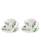 Lot de 2 tasses à café en porcelaine et soucoupes HOME & KITCHEN multicolores - 120 ml