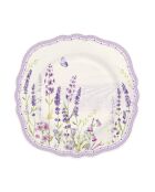 Assiette à dessert en porcelaine fine de haute qualité motif LAVENDER FIELD violette - D.20 cm