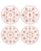 Set van 4 EXOTIC VIBES oranje porseleinen dessertborden - D.19 cm