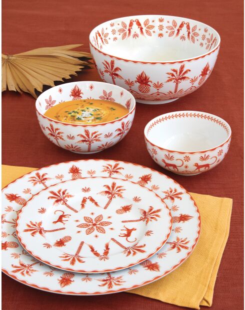 Set mit 4 Desserttellern EXOTIC VIBES aus orangefarbenem Porzellan, D.19 cm