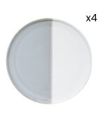 Set 4 piatti da dessert DOUBLE in porcellana grigia - D.21 cm