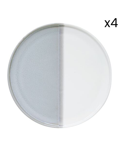 Juego de 4 platos de postre de porcelana gris DOBLES - D.21 cm