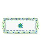 Plat de service en porcelaine FLOWERS GARDEN vert/bleu - 35x15 cm