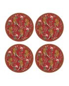 Set van 4 rode dessertborden van BENGALA porselein - D.19 cm