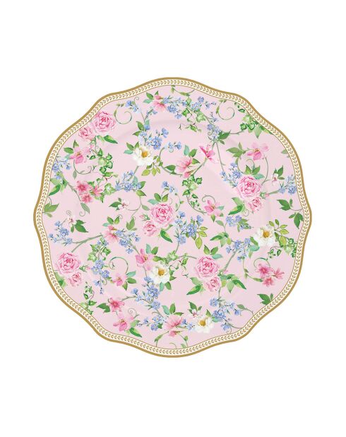 Set mit 6 mehrfarbigen GARDEN JOY Desserttellern aus Porzellan - D.20 cm