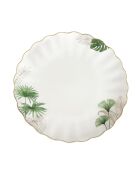Set van 4 exotische wit/groene porseleinen dinerborden - D.26 cm
