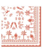 Paquet de 20 serviettes en papier EXOTIC VIBES blanc/orange - 33×33 cm