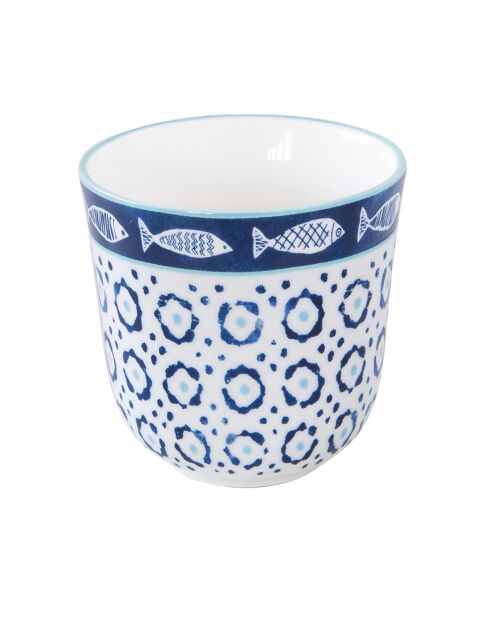 Lot de 6 tasses à café en porcelaine motif SEA SHORE bleues - 150ml