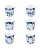 Lot de 6 tasses à café en porcelaine motif SEA SHORE bleues - 150ml