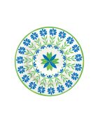 Juego de 4 platos de postre de porcelana, estampado de jardín de flores, verde/azul, 19 cm de diámetro