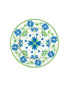 Juego de 4 platos de postre de porcelana, estampado de jardín de flores, verde/azul, 19 cm de diámetro