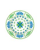 Juego de 4 platos de postre de porcelana, estampado de jardín de flores, verde/azul, 19 cm de diámetro