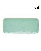 Set di 4 piatti rettangolari in porcellana INTERIORS aqua - 36x16 cm